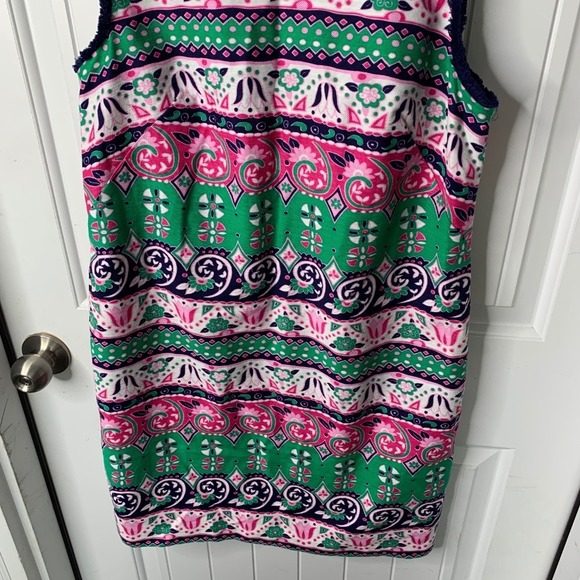 Talbots Sleeveless Sheath Dress Paisley Print Fringe Trim Career 8P - Picture 3 of 7